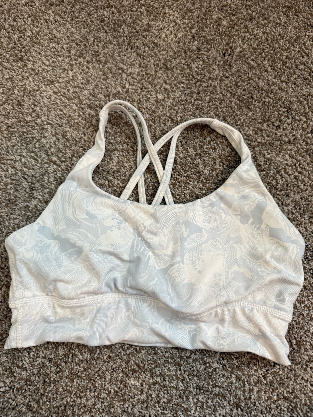 lululemon athletica Light Gray Patterned Crisscross Sports Bra